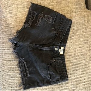 Forever 21 Distressed Black Denim Shorts